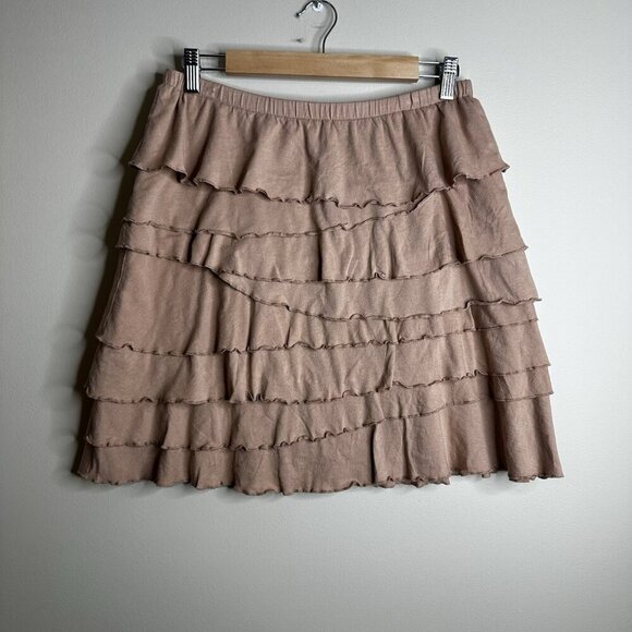 Garnet Hill Skirt Womens Sz M Tiered Ruffle Pull On Elastic Waist Peasant Boho - Picture 1 of 9